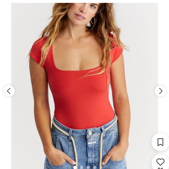 Free People Square Eyes Bodysuit Small S Red Pink Black - Picture 1 of 14